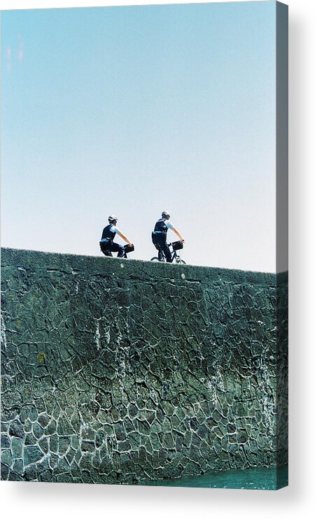Gendarmes Acrylic Print featuring the photograph Two gendarmes on a ride by Barthelemy de Mazenod