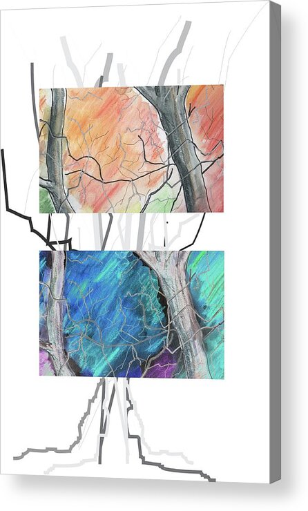 Contemporary Acrylic Print featuring the digital art Two Trees by Ted Clifton