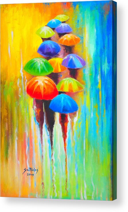 Living Room Acrylic Print featuring the painting Umbrella Series by Olaoluwa Smith