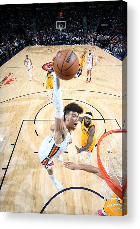 Jaxson Hayes Acrylic Print featuring the photograph Utah Jazz v New Orleans Pelicans by Layne Murdoch Jr.