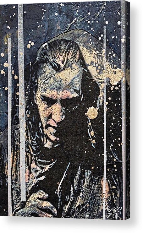 Kurt Cobain Acrylic Print featuring the painting Vedder - Black by Bobby Zeik