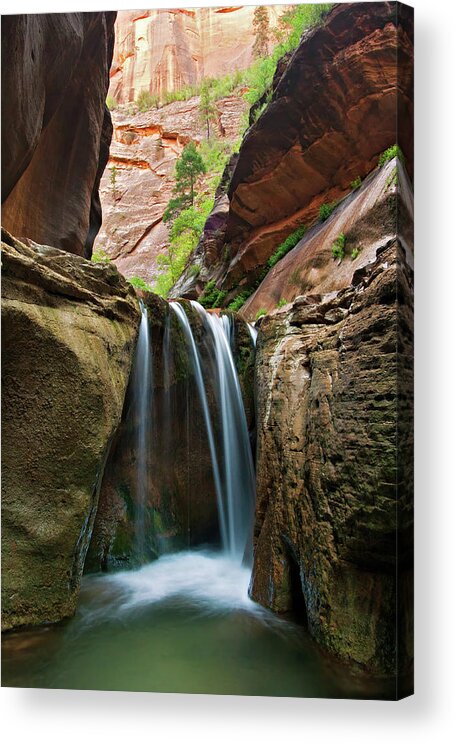 Veiled Falls Narrows Acrylic Print featuring the photograph Veiled Falls by Wesley Aston