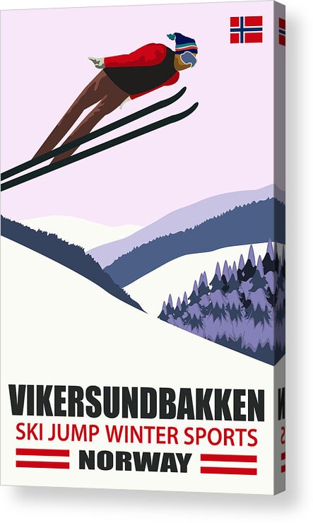Vikersundbakken Acrylic Print featuring the digital art Vikersundbakken Ski Jump, Norway by Long Shot