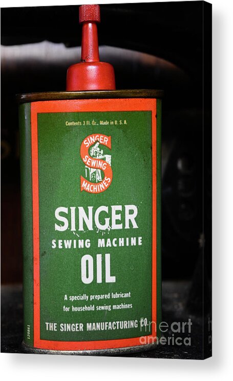Vintage Singer Sewing Machine Oil Can closeup Acrylic Print by Paul Ward -  Fine Art America