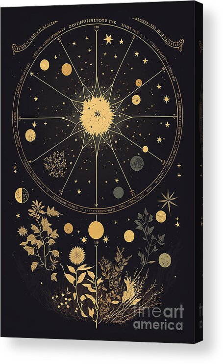 Series Acrylic Print featuring the digital art Vintage star chart by Sabantha
