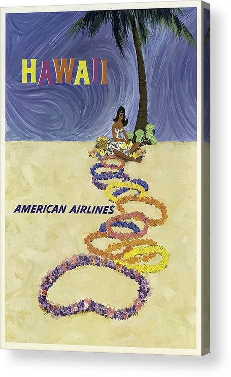 Vintage Acrylic Print featuring the mixed media Vintage Travel Poster Hawaii by Movie Poster Prints