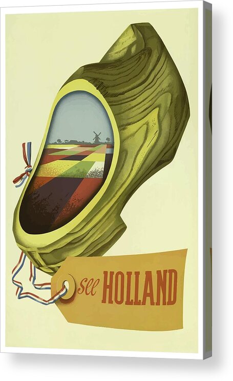 Vintage Acrylic Print featuring the mixed media Vintage Travel Poster Holland by Movie Poster Prints