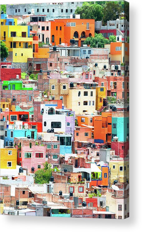 Mexico Acrylic Print featuring the photograph Viva Mexico Collection - Guanajuato Colorful City I I I by Philippe HUGONNARD