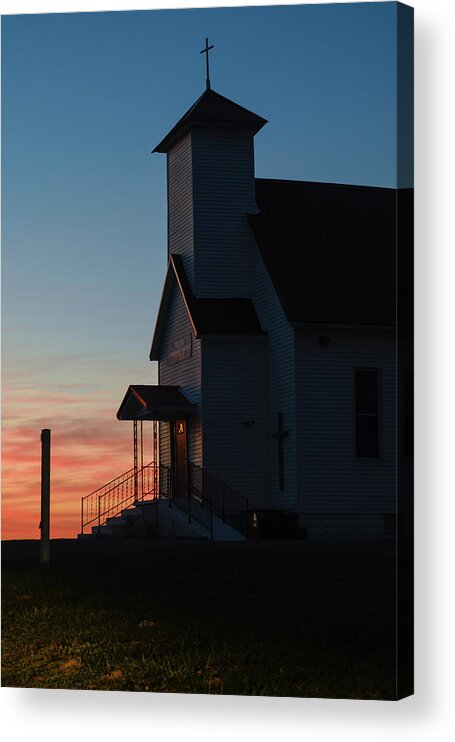 Rural Acrylic Print featuring the photograph Wasson Church Sunset by Grant Twiss
