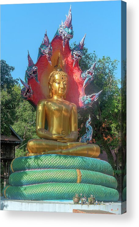 Scenic Acrylic Print featuring the photograph Wat Burapa Buddha Image on Naga Throne DTHU1397 by Gerry Gantt