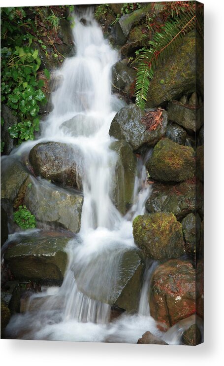 Sally Bauer Acrylic Print featuring the photograph Waterfall at Mingus Park by Sally Bauer