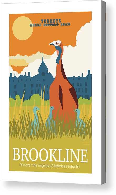 Brookline Acrylic Print featuring the digital art Where the Turkeys Roam by Caroline Barnes