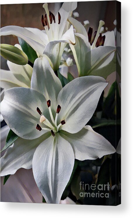 Lily Acrylic Print featuring the photograph White Lilies by Yvonne Johnstone