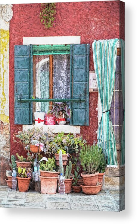 Venice Acrylic Print featuring the photograph Window Flowers of Venice by David Letts
