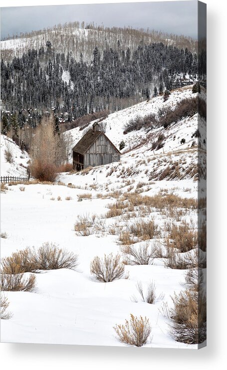 Snow Acrylic Print featuring the photograph Winter Ranch Nostalgia by Denise Bush