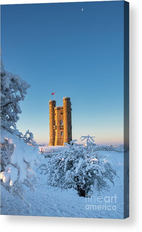 Broadway Tower Acrylic Print featuring the photograph Winter Sunrise over Broadway Tower by Tim Gainey
