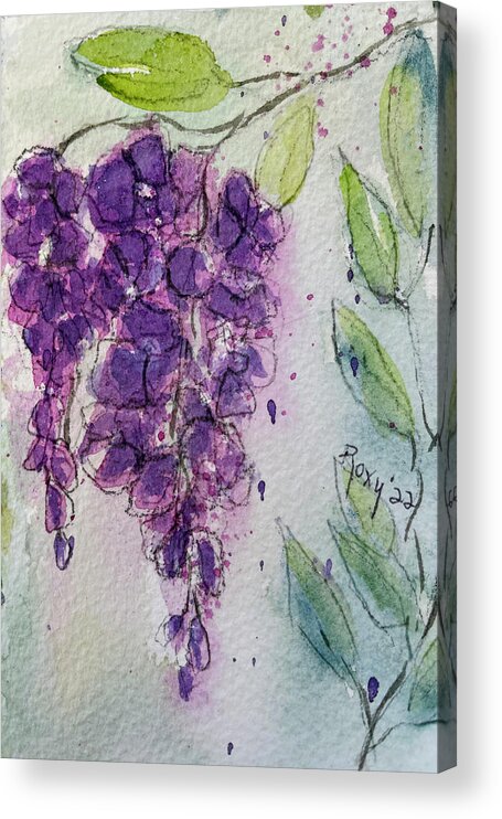 Loose Floral Acrylic Print featuring the painting Wisteria Flowers by Roxy Rich