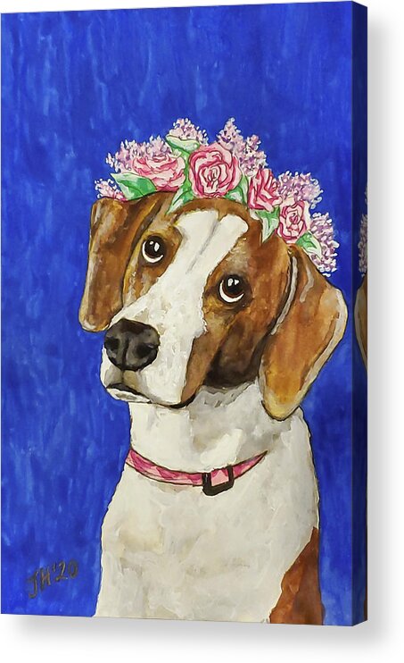 Year Of The Dog Acrylic Print featuring the painting Year of the Dog by Jean Haynes