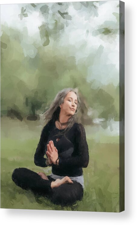  Acrylic Print featuring the painting Yoga Morning by Gary Arnold