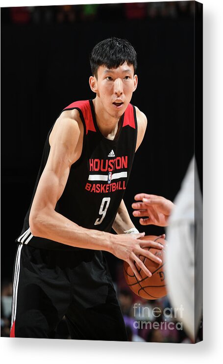 Nba Pro Basketball Acrylic Print featuring the photograph Zhou Qi by Garrett Ellwood