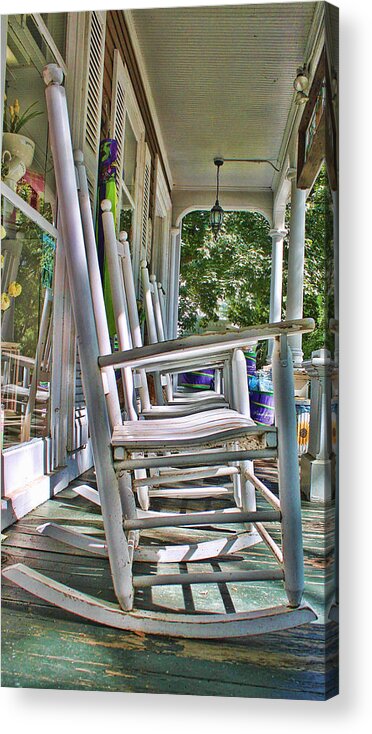 Chairs Acrylic Print featuring the photograph Adirondack Chairs at Skaneateles NY by Gerald Salamone