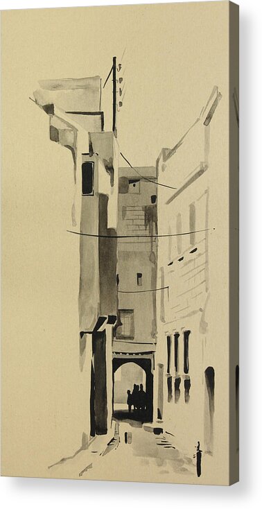 Syria Acrylic Print featuring the painting Aleppo Old City Alleyway 2 by Mamoun Sakkal