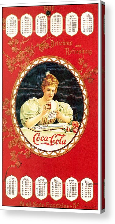Coca-cola Acrylic Print featuring the photograph Coca - Cola Vintage Poster Calendar by Gianfranco Weiss