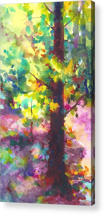Tree Acrylic Print featuring the painting Dappled - light through tree canopy by Talya Johnson