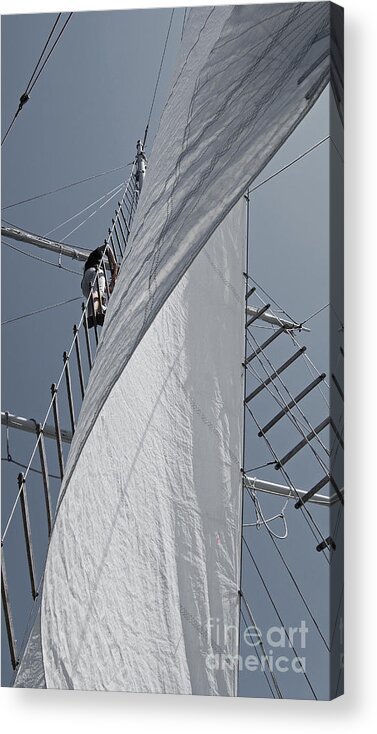 Schooner Acrylic Print featuring the photograph Hoisting The Mainsails by Jani Freimann