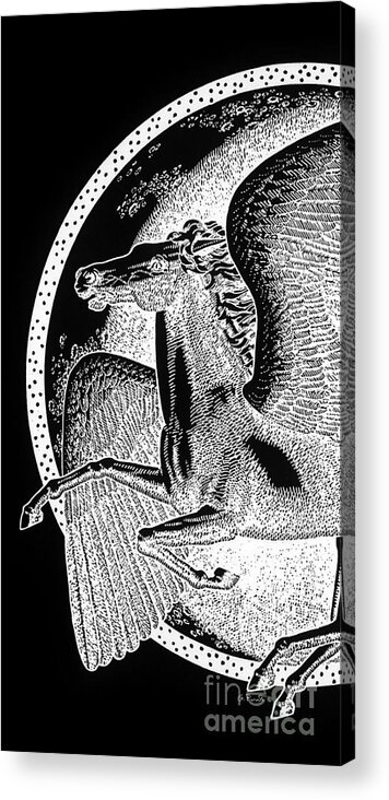 Pegasus Acrylic Print featuring the drawing iPhone-Case-Pegasus1 by Gordon Punt