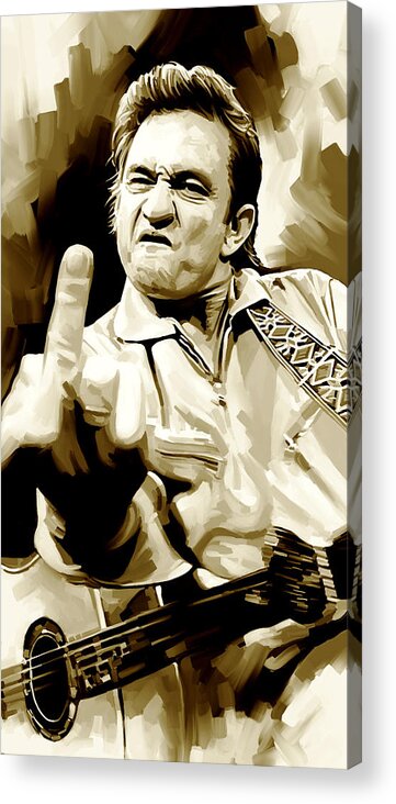Johnny Cash Paintings Acrylic Print featuring the painting Johnny Cash Artwork 2 by Sheraz A