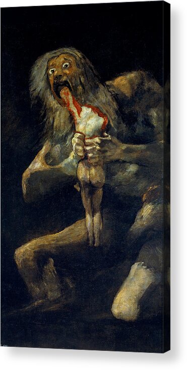 Saturn Devouring His Son Acrylic Print featuring the painting Saturn Devouring His Son by Francisco Goya