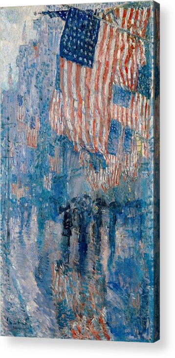 The Avenue In The Rain Acrylic Print featuring the painting The Avenue in the Rain by Georgia Fowler