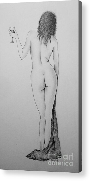 Nude Acrylic Print featuring the drawing Time To Relax by Catherine Howley