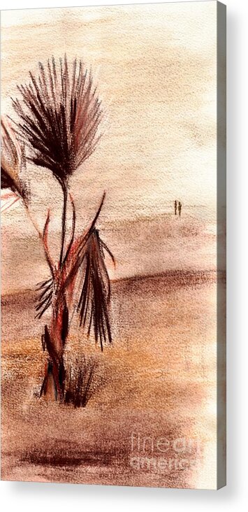 Tree Acrylic Print featuring the drawing Young palm tree by Karina Plachetka