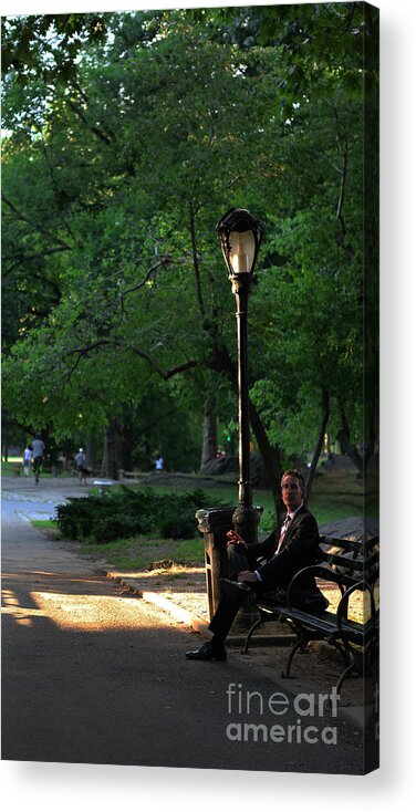 Enjoying The Moment In Central Park Acrylic Print featuring the photograph Enjoying the Moment in Central Park by Lee Dos Santos