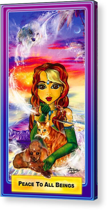 2 Cartoon Acrylic Print featuring the digital art Peace To All Beings by Atheena Romney