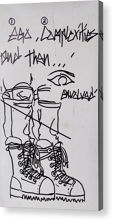 Graffiti Acrylic Print featuring the drawing And Then... by Aort Reed