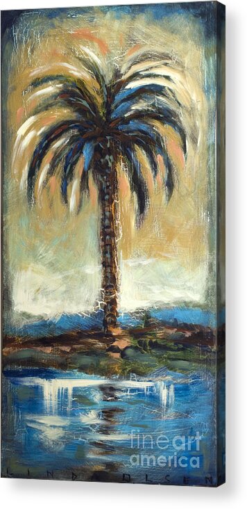 Palm Acrylic Print featuring the painting Cabbage Palm Antiqued by Linda Olsen