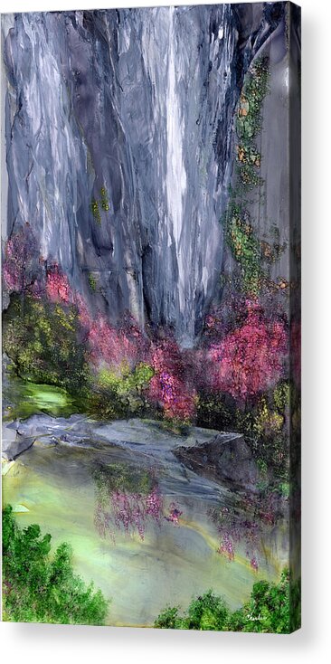 Abstract Landscape Acrylic Print featuring the painting Emerald Grotto by Charlene Fuhrman-Schulz