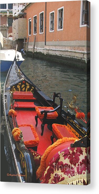 Angelica Dichiara Acrylic Print featuring the digital art Gondola Rossa Venice Italy by Italian Art