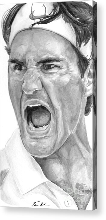 Federer Acrylic Print featuring the painting Intensity Federer by Tamir Barkan