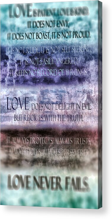 Love Acrylic Print featuring the digital art Love Rejoices With The Truth by Angelina Tamez