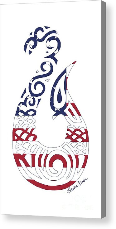 American Acrylic Print featuring the digital art Made in the USA Tribal Fish Hook by Heather Schaefer