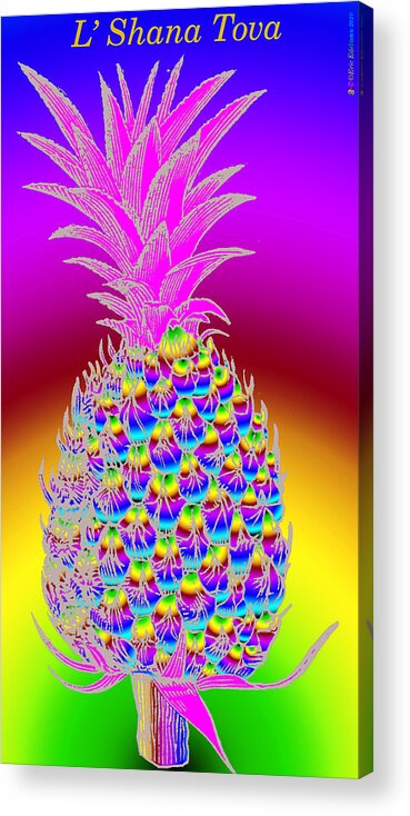 Pineapple Acrylic Print featuring the digital art Rosh Hashanah Pineapple by Eric Edelman