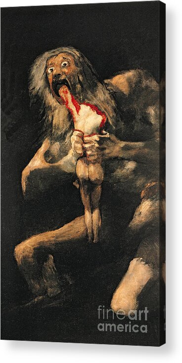 Saturn Acrylic Print featuring the painting Saturn Devouring one of his Children by Goya