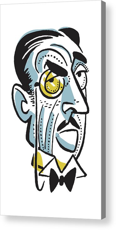 Abundance Acrylic Print featuring the drawing Man Wearing Monocle #1 by CSA Images