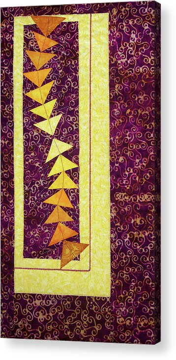 Abstract Acrylic Print featuring the tapestry - textile Dancing Geese by Pam Geisel