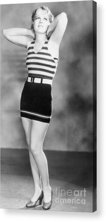 Anita Page Acrylic Print featuring the photograph Female Model Posing Catalina Swimwear by Bettmann