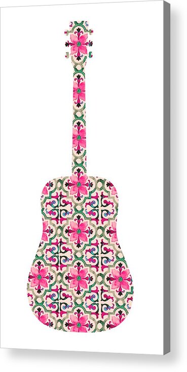 Guitar Silhouette Acrylic Print featuring the painting Flamenco Guitar - 10 by AM FineArtPrints